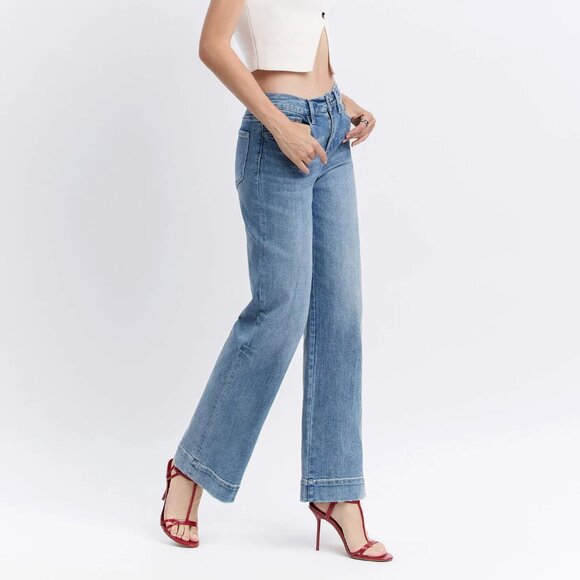 NWT High Rise Trouser Hem Wide Leg Jeans - Picture 3 of 6